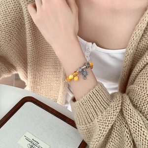 Bracelet en argent S925 avec ambre, motif floral, bijoux fins perlés pour femme, à porter au quotidien - Product Image 5