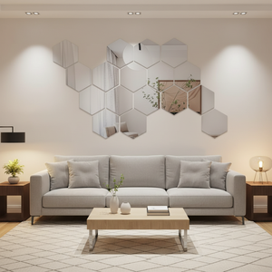 Hexagonal <b>Decorative</b> Mirror Surface Three-dimensional Creative Acrylic Background <b>Wall</b> Entrance <b>Wall</b> <b>Sticker</b> Mirror <b>Wall</b> <b>Sticker</b> - Product Image 1
