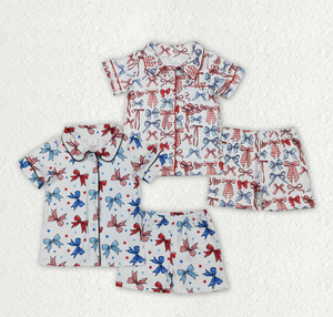 Ensembles de pyjamas pour bébés filles avec nœuds et boutons, pour le 4 juillet - Product Image 1