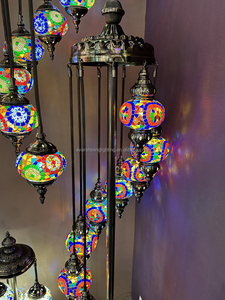Marrakech Morocco Đèn sàn 9 lớn khảm thủy tinh quả cầu cổ điển Bohemian Thổ Nhĩ Kỳ phong cách trang trí đứng đèn - Product Image 4