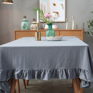 Großhandel Luxus Baumwollkette Polyester rechteckiges Tischtuch mit Rüsche für Esstisch - Product Image 3