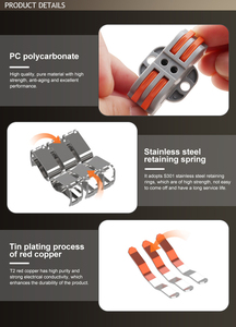 Bloque de terminales de cable eléctrico de alta calidad Conectores de cable de palanca rápida de empuje bilateral para conector de palanca de iluminación - Product Image 5