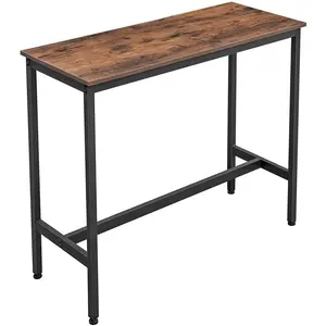 VASAGLE Industrial Design Rustic Metal Frame Pub Dining home tables High Top Long Narrow Rectangular wood Kitchen Bar Table