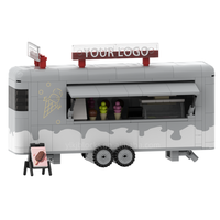 Modelo de Bloques de Construcción Personalizado de Camión de Helados, OEM ODM, Carrito de Comida Móvil, Bloques de Construcción Personalizados, Modelo de Camión de Comida
