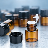 Petite fiole en verre brun vide de 1 ml, 2 ml, 3 ml pour l'emballage d'huiles essentielles et de parfums