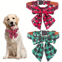 Kalung Anjing Natal dengan Dasi Kupu-kupu, Kalung Hewan Peliharaan yang Dapat Disesuaikan dengan Dasi Kupu-kupu yang Dapat Dilepas, Kalung Natal dengan Dasi Kupu-kupu untuk Anak Anjing Perempuan dan Laki-laki