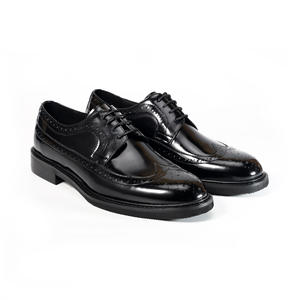 Zapatos Brogue Clásicos de Alta Gama Vintage 2026, Negros, de Punta Cuadrada, de Cuero Genuino, para Hombre, Formales de Oficina, para Caminar - Product Image 1
