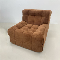 Fauteuil de salon compact en tissu de velours côtelé compressé, style nordique, pour un seul personne