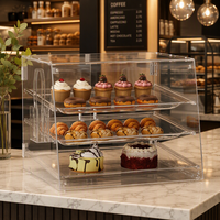 Vitrine de pâtisserie en acrylique transparent à 3 niveaux avec porte magnétique, pour pâtisseries, beignets, cupcakes, pour café, boulangerie