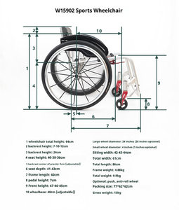 Kursi Roda Olahraga Multifungsi dari Paduan Aluminium yang Tidak Dapat Dilipat, Kursi Roda Manual Portabel untuk Penyandang Disabilitas, Kursi Roda Ultra Ringan - Product Image 2