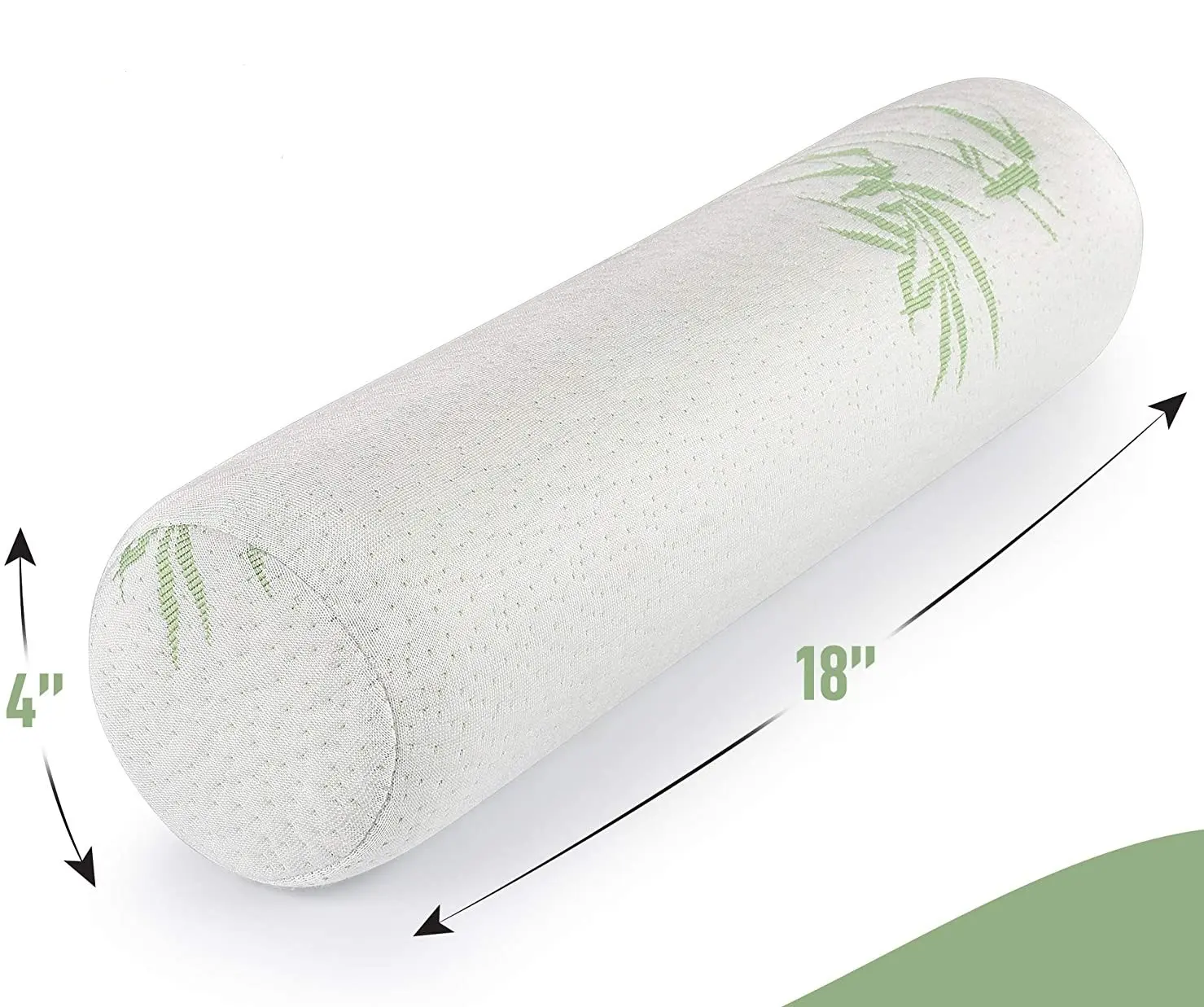 Rouleau de cou oreiller cylindre rond coussin traversin soutien pour dormir mousse à mémoire de forme et couverture en bambou-respirant, hypoallergénique