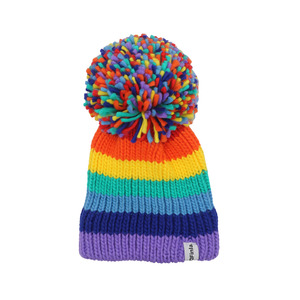 Bonnet tricoté unisexe en acrylique chaud pour l'hiver, avec pompon, logo personnalisé, étiquette tissée, patch, multicolore, style ski, grande boule décorative, vente en gros - Product Image 1
