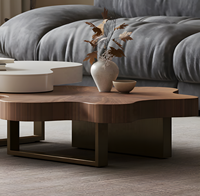Table Basse Nuage Moderne de Luxe Léger Italien, Ensemble de Tables Basses Créatives Irrégulières, Plateau en Bois Personnalisable Écologique pour Salon
