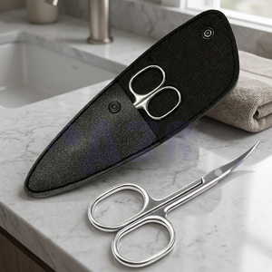 Tijeras Curvas para Cutículas de Acero Inoxidable con Estuche de Cuero Negro, Herramienta Portátil para el Cuidado de las Uñas, para Eliminar Piel Muerta con Precisión - Product Image 6