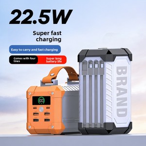 Batterie externe haute capacité 80000mAh 60000mAh, charge rapide 22.5W, chargeur <span class=keywords><strong>portable</strong></span>, 4 câbles intégrés, lumière LED, camping en plein air, 4 USB - Product Image 2