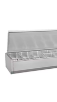 Réfrigérateur-bar commercial portable vertical en acier inoxydable électrique pour station de buffet extérieure de camping-car avec compresseur pour sauces et garnitures