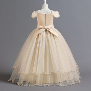 Wholesale Custom Made One Shoulder Girls Long Mesh Dress New Mid Size Kids Wedding Party Princess Gown - Product Image 2