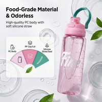 Bouteille d'eau en PC de 700 ml avec paille, gourde de sport anti-fuite, tasse portable pour voyage, camping, gym, randonnée, cyclisme