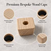 Capuchon de parfum en bois de frêne de qualité supérieure avec logo personnalisé et doublure protectrice, couvercle en bois sur mesure pour diffuseur à bâtonnets et flacons d'huiles essentielles