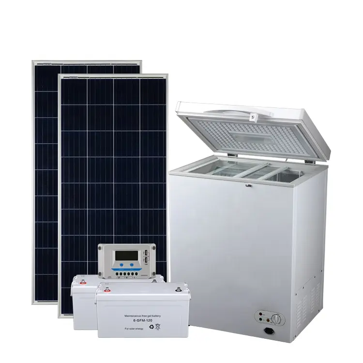 ตู้เย็นขนาด162L 12V 24V,ตู้แช่แข็งพลังงานแสงอาทิตย์ Dc หน้าอกลึก