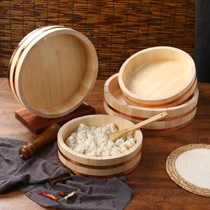Recipiente Cuadrado de Madera Ecológico para <span class=keywords><strong>Sushi</strong></span>, Hangiri, Oke, para Mezclar Arroz, con Tapa, para Cocinar al Vapor, para Restaurantes Japoneses - Product Image 1