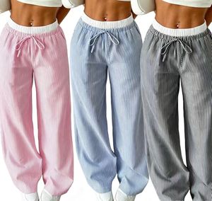 Nouveau style 2026 – <span class=keywords><strong>Pantalon</strong></span> large décontracté à rayures et carreaux pour femme, coupe ample, style européen, prix réduit - Product Image 1