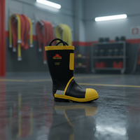 Chaussures de sécurité en vente flash, semelle intérieure en acier, bottes de pompier en caoutchouc pour la protection