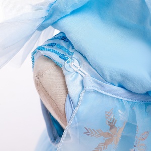 Costume de princesse Elsa pour filles, robe de fête en maille bleue à paillettes avec accessoires couronne et baguette magique pour Halloween, cosplay, anniversaire, jeu de rôle - Product Image 3