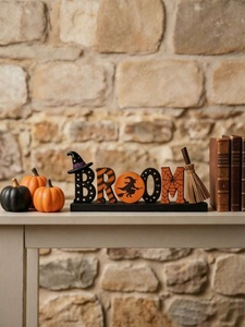 Set Decorativo di Halloween Chunsheng con <span class=keywords><strong>Scopa</strong></span> in Legno e Cappello da <span class=keywords><strong>Strega</strong></span>, Insegna da Tavolo Riutilizzabile e Portatile con Blocchi di Lettere per Adolescenti - Product Image 6