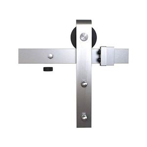 WEKIS Black Powder Coating J-Shape Roller <b>Flat</b> Track Kit Quiet Smoothly Operating Industrial Barn Door Hardware Kitchen <b>Screw</b> - Product Image 3