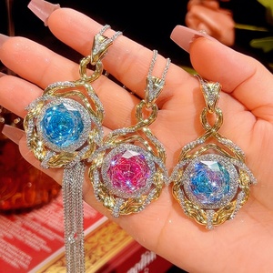 Retro Polished Eco-friendly Copper Jewelry Twist Bezel Setting Rose Cut Cubic Zirconia Pendant Necklace for Women Party Gift - Product Image 5