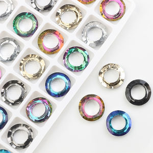 Anelli Cosmici in Cristallo Colorato Placcato Zhubi, Base in Argento, 6 8 10 14 20mm, Anelli Rotondi con Perle di Vetro per Creazione di Gioielli - Product Image 1