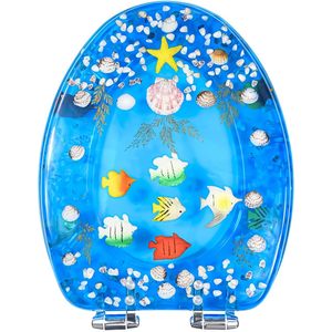 Innovador Asiento de Inodoro Alargado de Resina con Diseño de Estrella de Mar Amarilla con Cierre Lento, Hecho en China, Disponible en Stock - Product Image 1