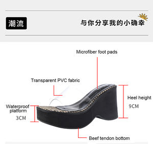 2025 mode haute qualité noir <span class=keywords><strong>talon</strong></span> compensé sandales talons hauts doux été nouveau Style PVC Transparent dames <span class=keywords><strong>large</strong></span> <span class=keywords><strong>pied</strong></span> talons hauts - Product Image 5