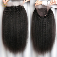 Perruque naturelle longue en dentelle, cheveux humains, coupe lisse ou crépue, style brésilien