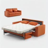 Sofá Cama Extraíble de 2 Plazas, Plegable y Reclinable, con Estructura Metálica y Colchón de Esponja, Ahorra Espacio, Mueble para Hotel, Dormitorio y Sala de Estar