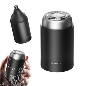 Mini rasoir électrique de voyage portable, taille de poche, rasoir rotatif étanche 2-en-1, tondeuse à poils de nez, machine à raser pour hommes - Product Image 1