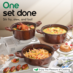 Donnor Vương Miện 6-Mảnh Die-Cast Đồ Nấu Nướng Thiết Lập Nặng Bền Không Dính Khỏe Mạnh Granite Lớp Phủ Nhôm Soong Kim Loại Đồ Nấu Nướng - Product Image 3