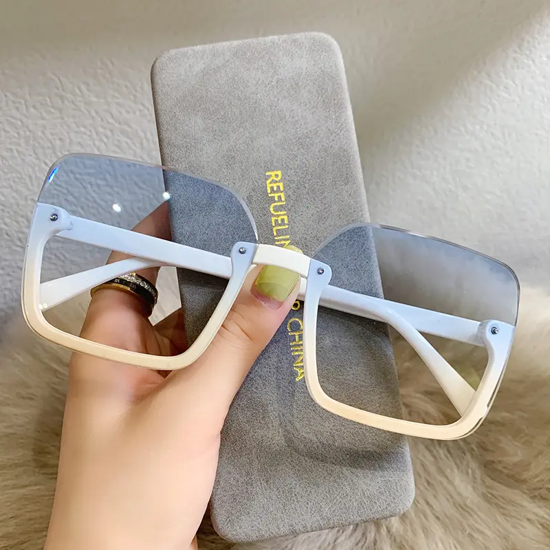 Vente chaude haut de gamme coréen grande femme hauts à la mode lunettes de soleil demi-monture dames élégant carré surdimensionné lunettes de soleil