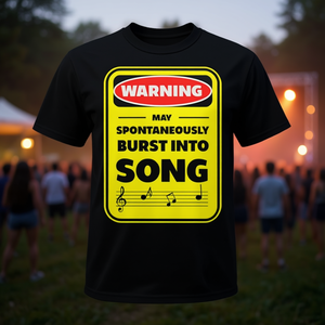 T-shirt Premium con Avvertenza: Potrebbe Emettere Spontaneamente un Canto - T-shirt Promozionale Premium - Product Image 3