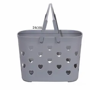 Bathroom Portable Plastic Organizer Storage Shower Caddy Tote Basket With Handle