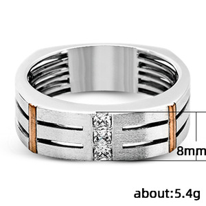 Anello bicolore con pietra scintillante, gioiello unisex alla moda da indossare tutti i giorni - Product Image 4