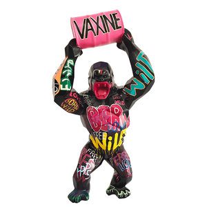 Recién llegados arte pop Interior Exterior decoración del hogar fibra de vidrio pintado Graffiti gorila orangután King <span class=keywords><strong>Kong</strong></span> estatua escultura - Product Image 4