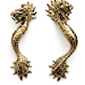Poignée de portail en fer forgé résistant à la rouille, facile à installer, design classique style dragon – Accessoire pour portail/porte, finition peinte. - Product Image 1