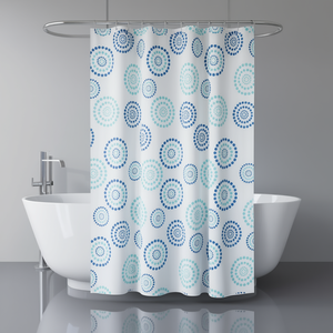 Cortina de ducha con diseño de puntos, 180x200 cm, tela de poliéster azul, decoración para el baño - Product Image 3