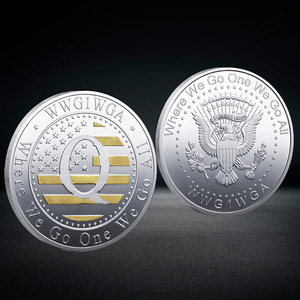 Monedas Conmemorativas Redondas de Qanon Chapadas en Oro y Plata, Monedas de Desafío Q WWG1WGA, Donde Vamos Uno, Vamos Todos - Product Image 1