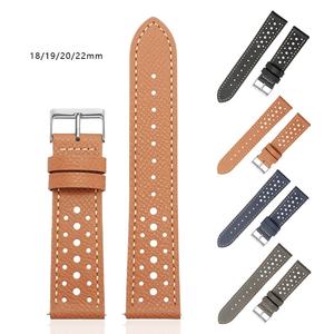 Bracelets universels en <span class=keywords><strong>cuir</strong></span> véritable vintage 18mm 19mm 20mm 22mm pour hommes et femmes, en acier inoxydable, en <span class=keywords><strong>cuir</strong></span> de vachette respirant, à libération rapide - Product Image 1