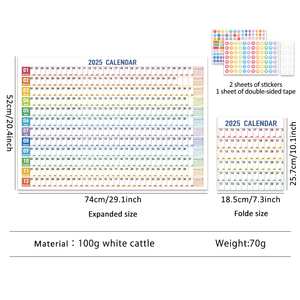Imoda 2025 calendrier mural coloré de grande taille avec autocollants 365 jours planificateur annuel mémo horaires calendrier planification personnelle - Product Image 6