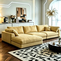 Canapé nuage crème Foshan, style nuage, trois places, en velours chenille, amovible et lavable, pour salon, garantie 10 ans