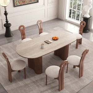 <span class=keywords><strong>Mesa</strong></span> de Comedor Ovalada de Diseño Simple con Patas de Madera para 6 Personas, Muebles para Comedor y Cocina - Product Image 1